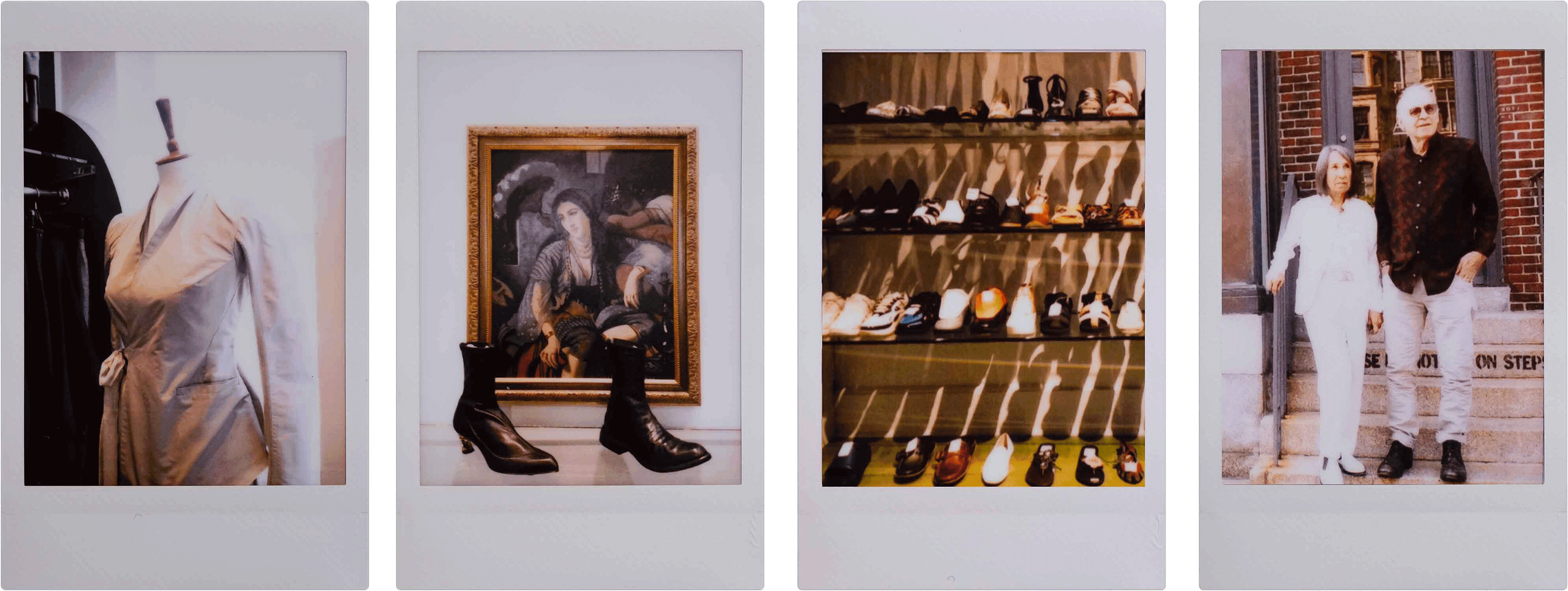 Polaroids showcase designer items from Rick Owens to Carol Christian Poell around Bê and Alan Bilzerian's store in Boston, Massachusettes. 