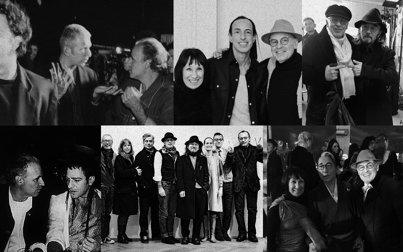 Bê and Alan Bilzerian with designer friends: Jean Paul Gaultier, Rick Owens, Yohji Yamamoto, John Galliano, Kenzō Takada. 